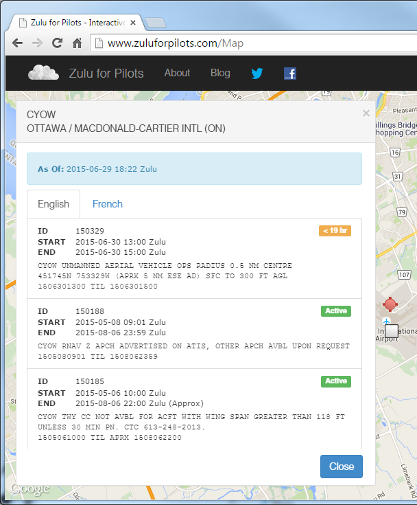 NOTAM Side Bar